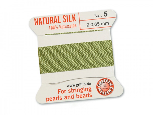Griffin Silk Beading Thread & Needle ~ Size 5 ~ Jade Green