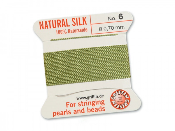 Griffin Silk Beading Thread & Needle ~ Size 6 ~ Jade Green