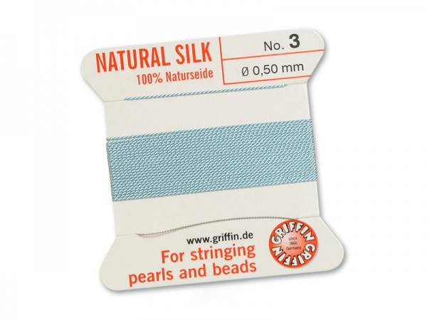 Griffin Silk Beading Thread & Needle ~ Size 3 ~ Light Blue