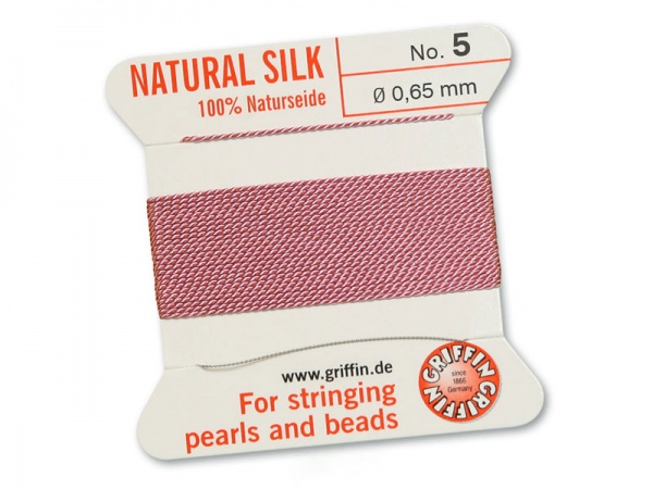Griffin Silk Beading Thread & Needle ~ Size 5 ~ Dark Pink