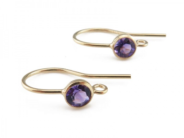 Gold Filled Amethyst Ear Wire ~ PAIR