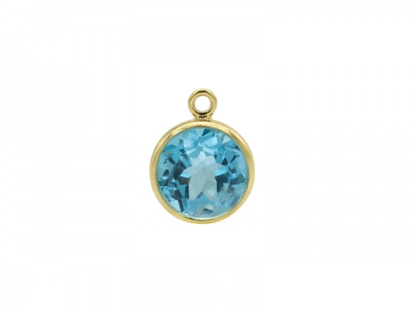 Gold Filled Swiss Blue Topaz Charm 6mm