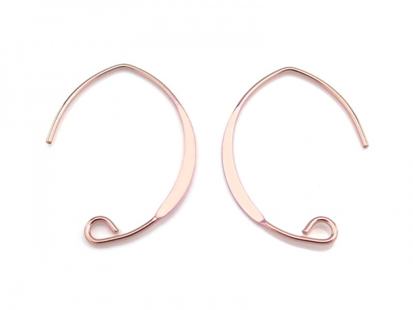 Rose Gold Filled V Shape Flattened Ear Wire ~ PAIR