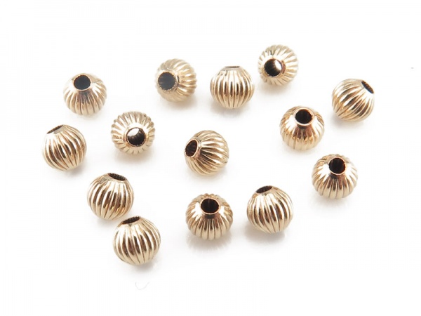 Gold Filled Corrugated Bead 3mm ~ Pack of 10