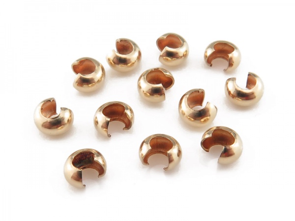 2.5mm Gold Filled Crimp Covers, Bulk