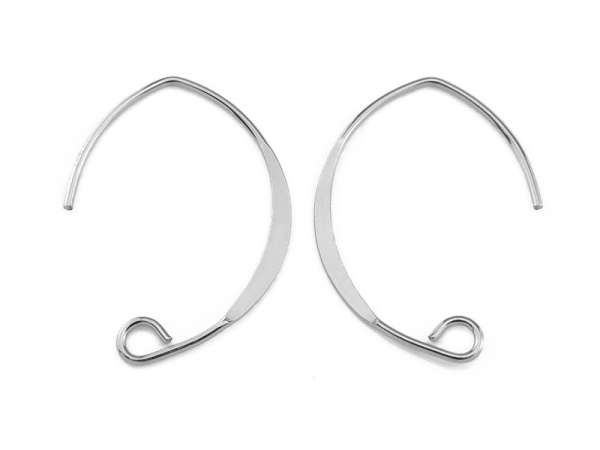 Sterling Silver V Shape Flattened Ear Wire ~ PAIR