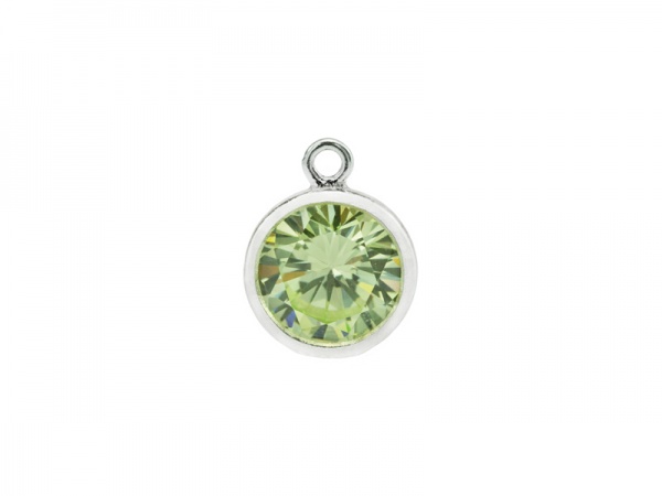 Cubic Zirconia Sterling Silver Charm ~ Lime Green ~ 8.5mm