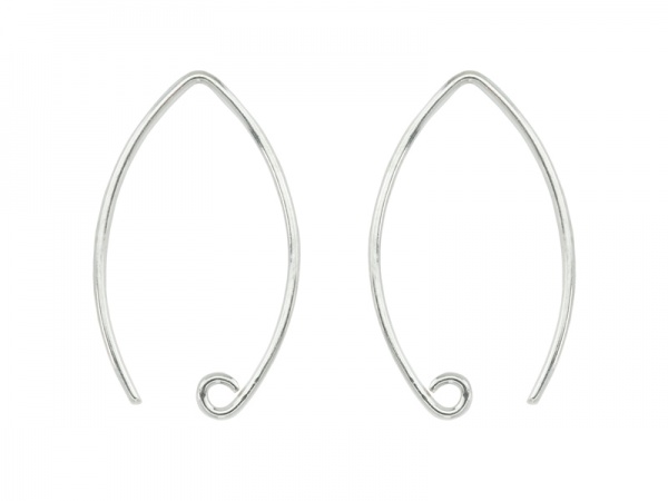 Sterling Silver V Shape Ear Wire 24mm ~ PAIR