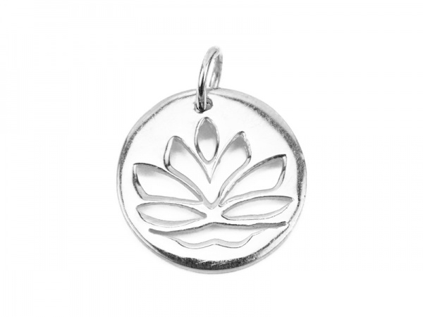 Sterling Silver Lotus Flower Pendant 15mm