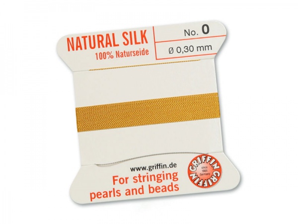 Griffin Silk Beading Thread & Needle ~ Size 0 ~ Amber