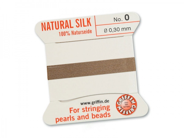 Griffin Silk Beading Thread & Needle ~ Size 0 ~ Beige