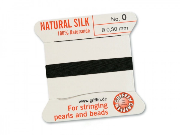 Griffin Silk Beading Thread & Needle ~ Size 0 ~ Black