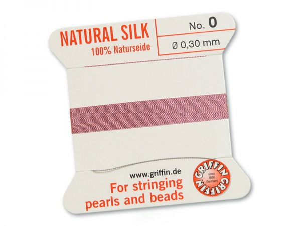 Griffin Silk Beading Thread & Needle ~ Size 0 ~ Dark Pink