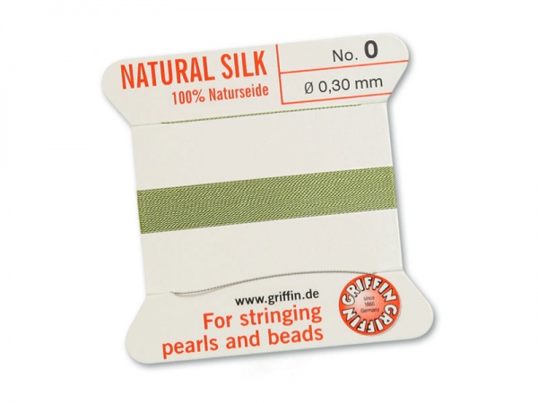 Griffin Silk Beading Thread & Needle ~ Size 0 ~ Jade Green