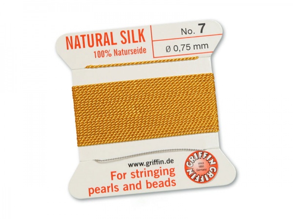 Griffin Silk Beading Thread & Needle ~ Size 7 ~ Amber
