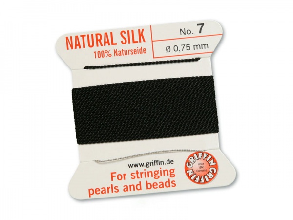 Griffin Silk Beading Thread & Needle ~ Size 7 ~ Black