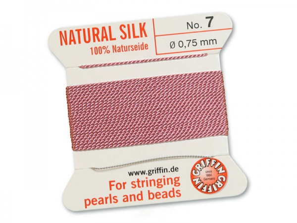 Griffin Silk Beading Thread & Needle ~ Size 7 ~ Dark Pink