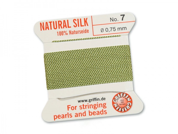 Griffin Silk Beading Thread & Needle ~ Size 7 ~ Jade Green