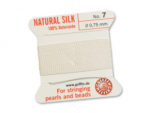 Griffin Silk Beading Thread & Needle ~ Size 7 ~ White