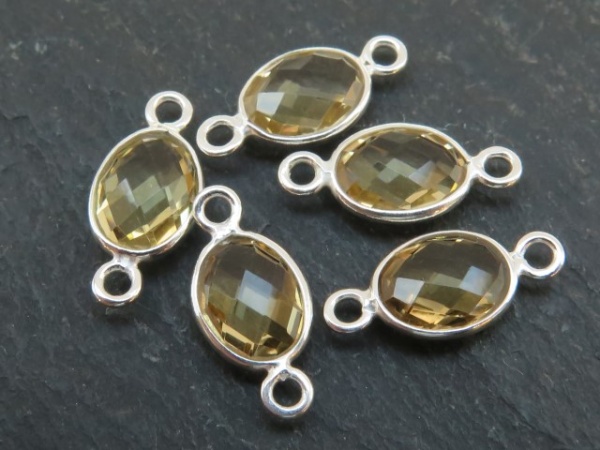 Sterling Silver Citrine Oval Connector 15mm