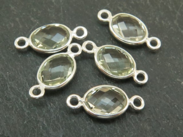 Sterling Silver Green Amethyst Oval Connector 14mm