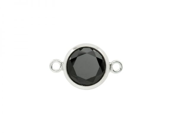 Cubic Zirconia Sterling Silver Connector ~ Black ~ 10.75mm