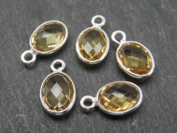 Sterling Silver Citrine Oval Charm 11-12mm
