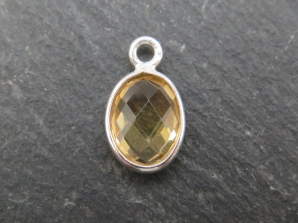 Sterling Silver Citrine Oval Charm 11-12mm