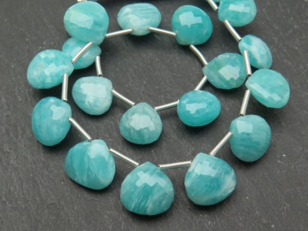 AA Amazonite Micro-Faceted Heart Briolettes ~ Various Sizes