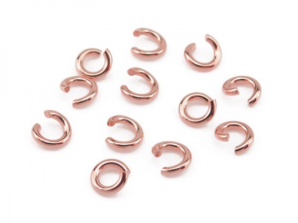 Rose Gold Plated Silver Vermeil Open Jump Ring 4mm ~ 20ga