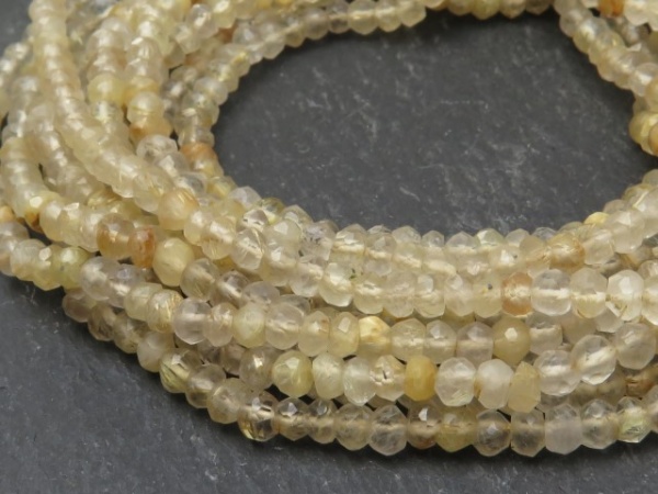 Golden Rutilated Quartz Faceted Rondelles 4mm ~ 13'' Strand