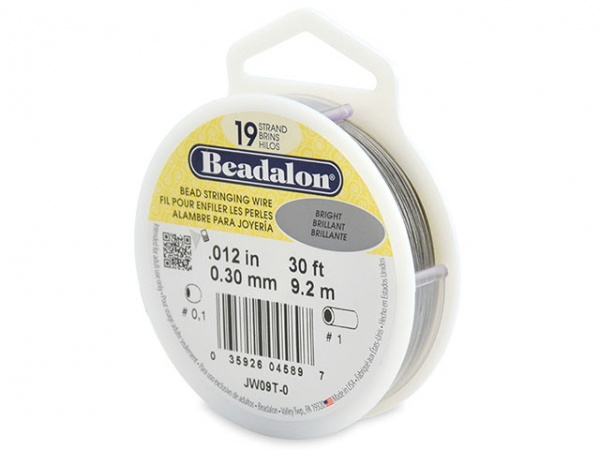 Beadalon 19 Strand Stringing Wire 0.012'' (0.3mm) - Bright - 30 ft