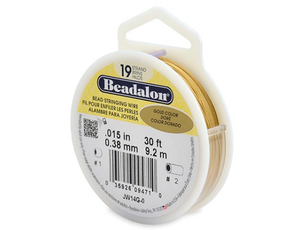 Beadalon 19 Strand Stringing Wire 0.015'' (0.38mm) - Gold - 30 ft