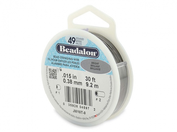 Beadalon 49 Strand Stringing Wire 0.015'' (0.38mm) - Bright - 30 ft