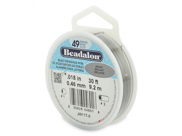 Beadalon 49 Strand Stringing Wire 0.018'' (0.46mm) - Bright - 30 ft