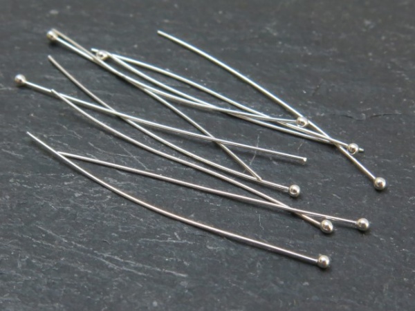 Sterling Silver Ball Head Pin ~ 28 gauge ~ 1.5'' ~ Pack of 10