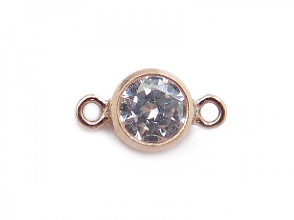 Cubic Zirconia Rose Gold Filled Connector ~ Brilliant White ~ 8.75mm