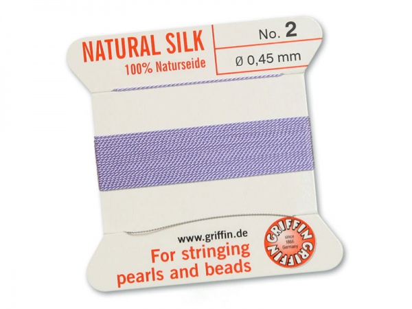 Griffin Silk Beading Thread & Needle ~ Size 2 ~ Lilac