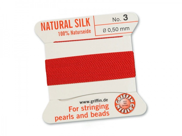 Griffin Silk Beading Thread & Needle ~ Size 3 ~ Red