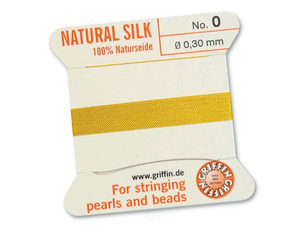 Griffin Silk Beading Thread & Needle ~ Size 0 ~ Yellow