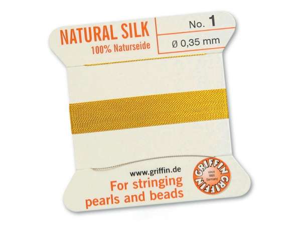 Griffin Silk Beading Thread & Needle ~ Size 1 ~ Yellow