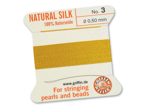 Griffin Silk Beading Thread & Needle ~ Size 3 ~ Yellow
