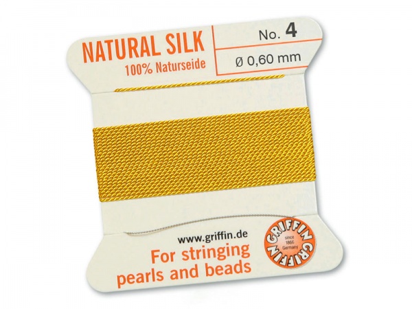 Griffin Silk Beading Thread & Needle ~ Size 4 ~ Yellow