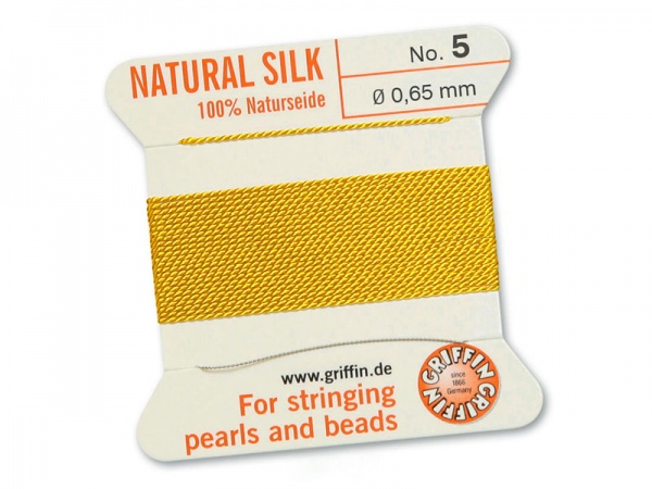 Griffin Silk Beading Thread & Needle ~ Size 5 ~ Yellow