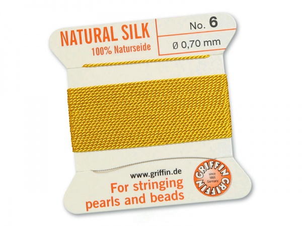 Griffin Silk Beading Thread & Needle ~ Size 6 ~ Yellow