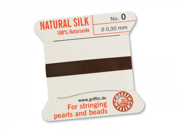 Griffin Silk Beading Thread & Needle ~ Size 0 ~ Brown
