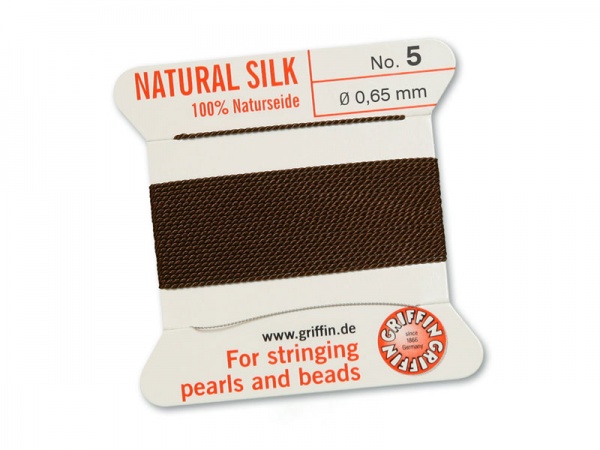 Griffin Silk Beading Thread & Needle ~ Size 5 ~ Brown