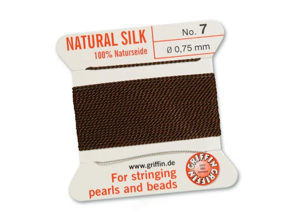 Griffin Silk Beading Thread & Needle ~ Size 7 ~ Brown