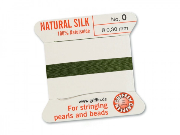 Griffin Silk Beading Thread & Needle ~ Size 0 ~ Olive