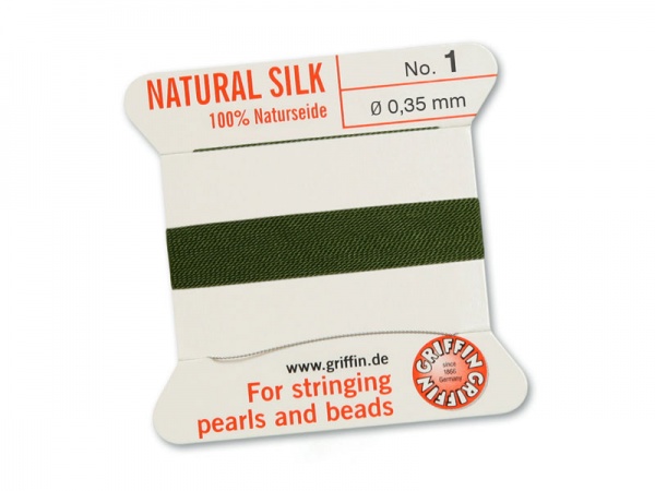 Griffin Silk Beading Thread & Needle ~ Size 1 ~ Olive